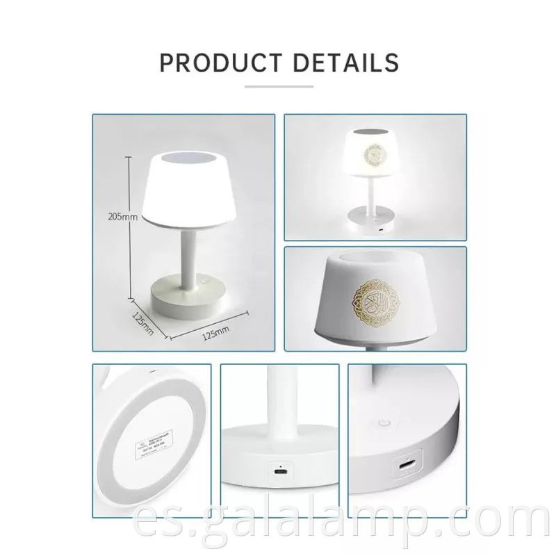 Elegante altavoz Bluetooth con recitación del Corán y luz de la noche blanda del Corán